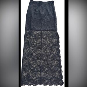 Alice Olivia 4 Skirt S Black Lace Maxi Glam Split High Waist S